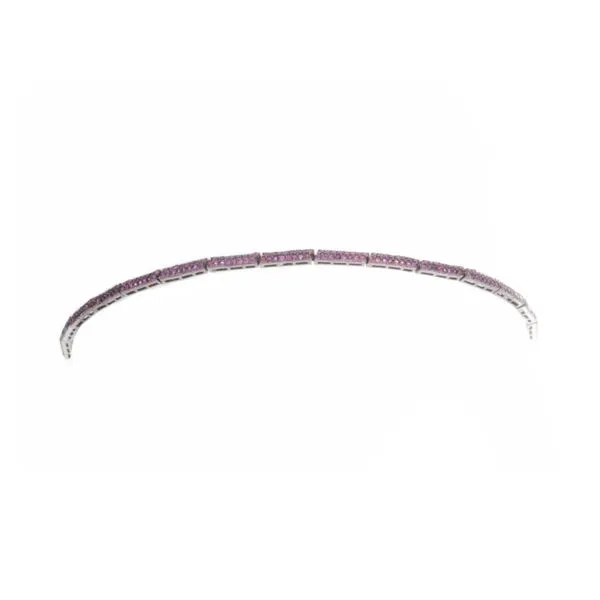 Oxidized Sterling Silver Bar Choker With Pink Sapphires Double Diamond Jewelry Olympic Valley, CA