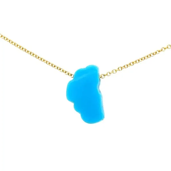14K Rose Gold Turquoise Floating Petite Lake Tahoe Necklace Double Diamond Jewelry Olympic Valley, CA