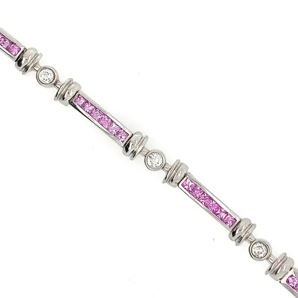 14K White Gold Pink Sapphire and Diamond Bracelet Double Diamond Jewelry Olympic Valley, CA