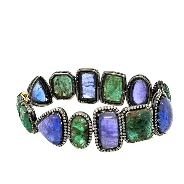 Tanzanite And Carved Emerald Bracelet Double Diamond Jewelry Olympic Valley, CA