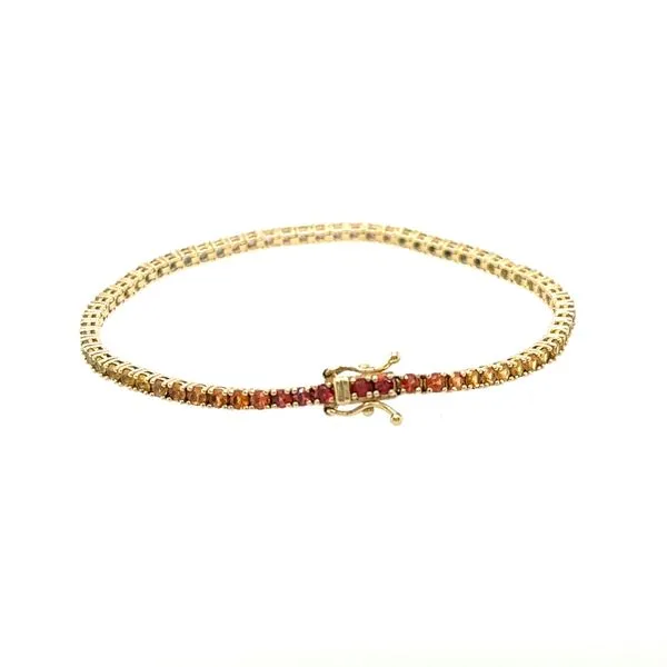 14K Yellow Gold Rainbow Sapphire Tennis Bracelet Image 2 Double Diamond Jewelry Olympic Valley, CA
