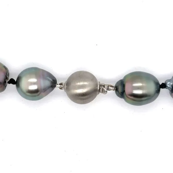 14K White Gold Natural Tahitian Pearl Necklace Image 3 Double Diamond Jewelry Olympic Valley, CA