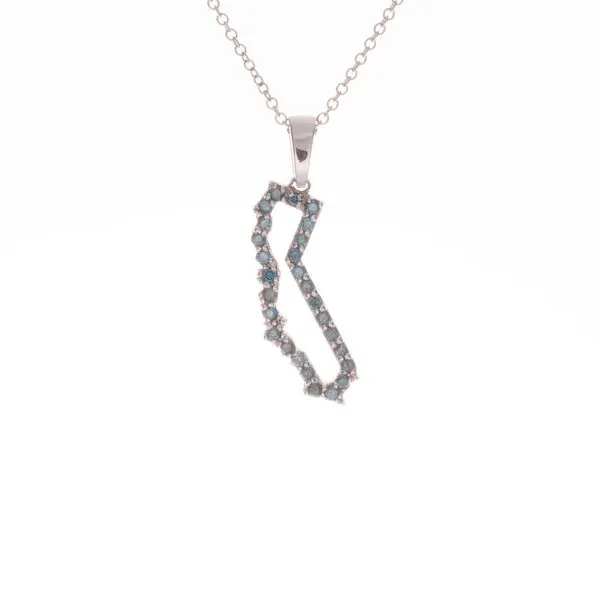 14 Karat White Gold Tahoe Blue Diamond California Pendant Double Diamond Jewelry Olympic Valley, CA