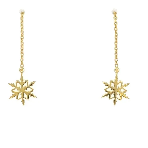 14K Yellow Gold Snowflake Earring Threaders Double Diamond Jewelry Olympic Valley, CA