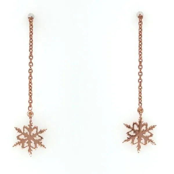 14K Rose Gold Snowflake Threader Earrings Double Diamond Jewelry Olympic Valley, CA
