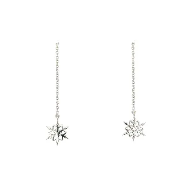 14K White Gold Snowflake Earring Threaders Double Diamond Jewelry Olympic Valley, CA
