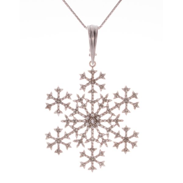 14 Karat White Gold And Diamond Big Fancy Snowflake Pendant Double Diamond Jewelry Olympic Valley, CA
