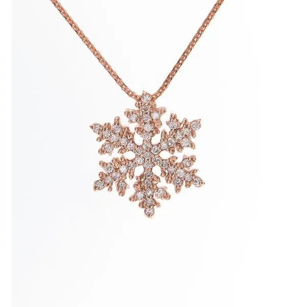 14 Karat Rose Gold Kirkwood Snowflake Pendant Double Diamond Jewelry Olympic Valley, CA