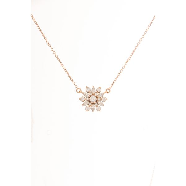 14 Karat Rose Gold And Diamond Vintage Snowflake Necklace Double Diamond Jewelry Olympic Valley, CA