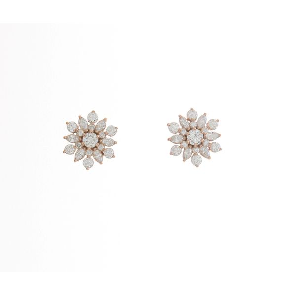 14 karat Rose Gold And Diamond Vintage Snowflake Earrings Double Diamond Jewelry Olympic Valley, CA