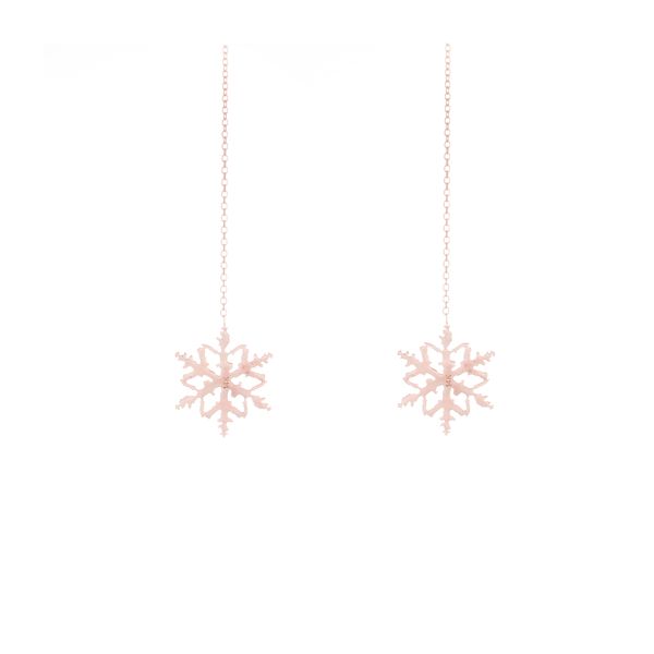 14 Karat Rose Gold Snowflake Earrings Double Diamond Jewelry Olympic Valley, CA