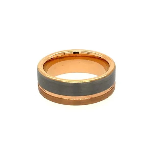 Tungsten Rose Gold Plated Grooved Ring Double Diamond Jewelry Olympic Valley, CA