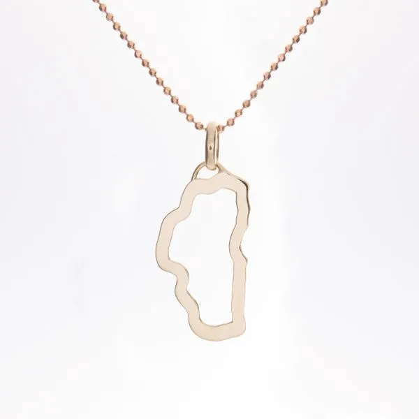 14K Yellow Gold Large Lake Tahoe Outline Pendant Double Diamond Jewelry Olympic Valley, CA