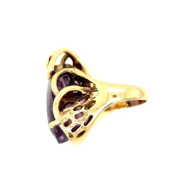 Unique 14K Yellow Gold Amethyst Ring Image 3 Double Diamond Jewelry Olympic Valley, CA