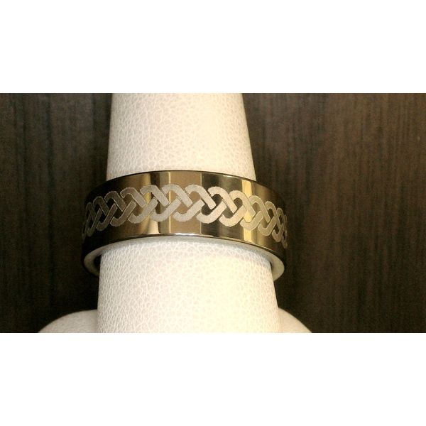 8mm Tungsten Flat Polished Band with Deep Engraving - Claddagh Duke's Jewelers Springville, UT