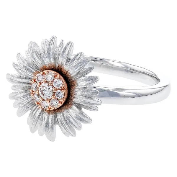 14K Rose and White Gold Diamond Flower Ring -- 0.10CTW Image 2 Duke's Jewelers Springville, UT
