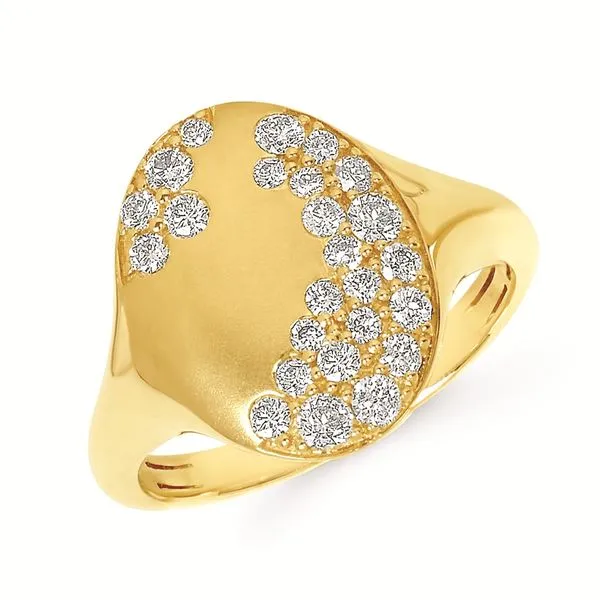 14K Yellow Gold Oval Scattered Diamond Signet Ring – 0.50 CTW Duke's Jewelers Springville, UT