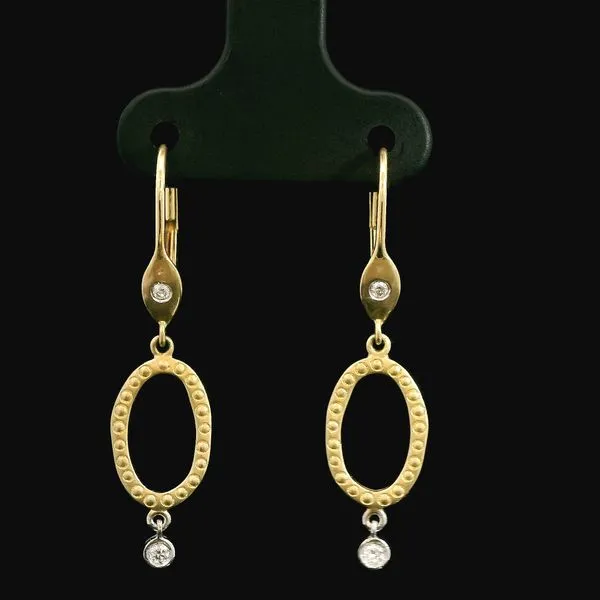 Oval Drop Earrings with Bezel Set Diamond Duke's Jewelers Springville, UT