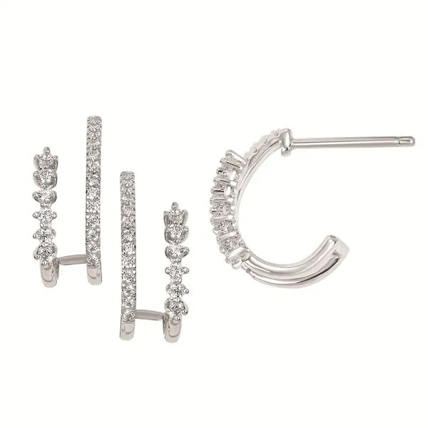 10K White Gold Diamond Double Hoop Earrings – 1/4 CTW Duke's Jewelers Springville, UT
