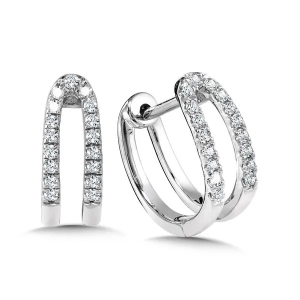 Double Row White Gold Huggie Hoops Duke's Jewelers Springville, UT