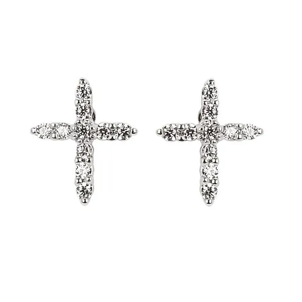 14K Gold Diamond Cross Stud Earrings – 1/8 CTW Duke's Jewelers Springville, UT