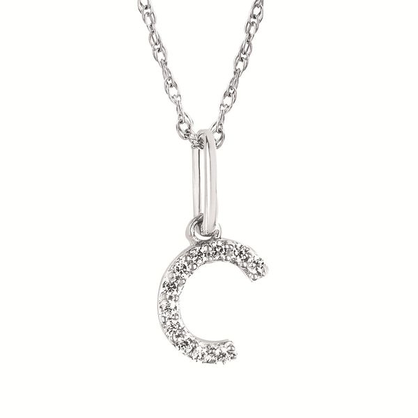 10K Gold Diamond Initial Necklace – Available in White or Yellow Gold Image 3 Duke's Jewelers Springville, UT