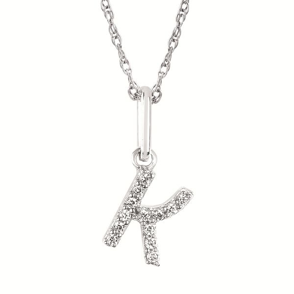 10K Gold Diamond Initial Necklace – Available in White or Yellow Gold Image 5 Duke's Jewelers Springville, UT