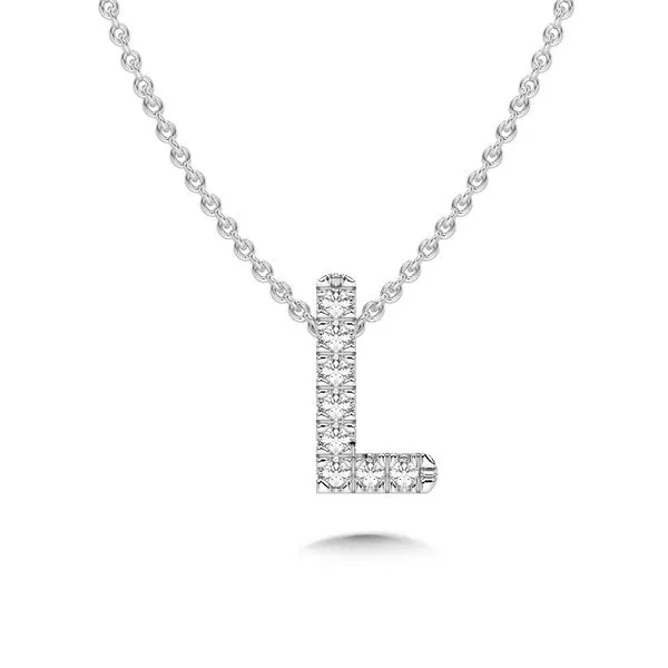 14K Yelllow Gold Natural Diamond Letter Charm Necklace - 18 inch chain Image 2 Duke's Jewelers Springville, UT