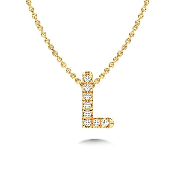 14K Yelllow Gold Natural Diamond Letter Charm Necklace - 18 inch chain Duke's Jewelers Springville, UT