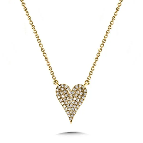 10K Yellow Gold Natural Diamond Heart Pendant Necklace Duke's Jewelers Springville, UT