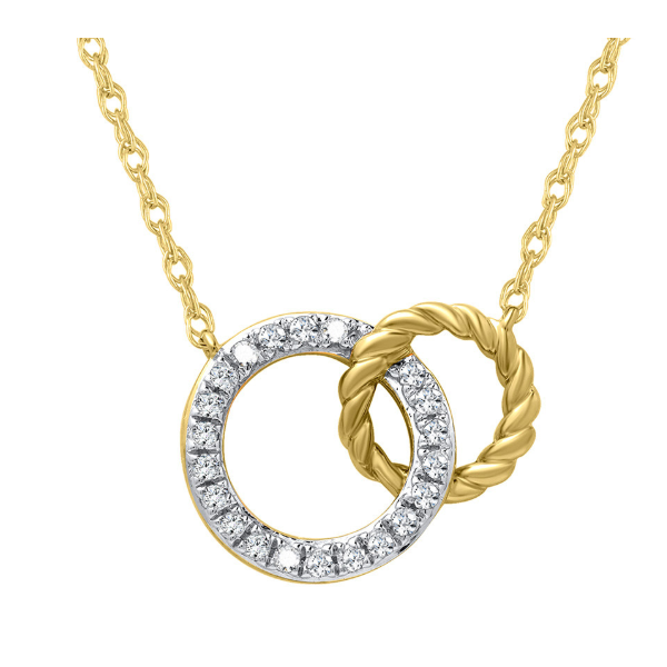 10K Yellow Gold and Diamond Interlocking Circles Necklace Duke's Jewelers Springville, UT