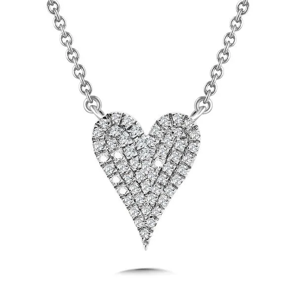 10K White Gold and Natural Diamond Heart Pendant Necklace Duke's Jewelers Springville, UT