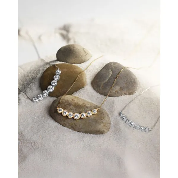 14K White Gold Bezel-Set Diamond Necklace – 1.00 CTW Image 2 Duke's Jewelers Springville, UT