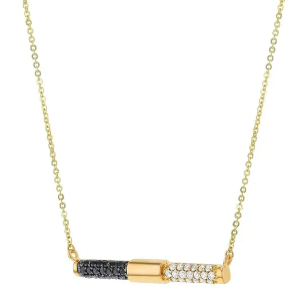 Black and White Diamond Tube Bar Necklace Duke's Jewelers Springville, UT