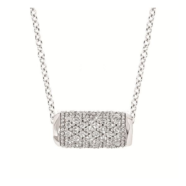 14K White Gold Diamond Cylinder Necklace Duke's Jewelers Springville, UT