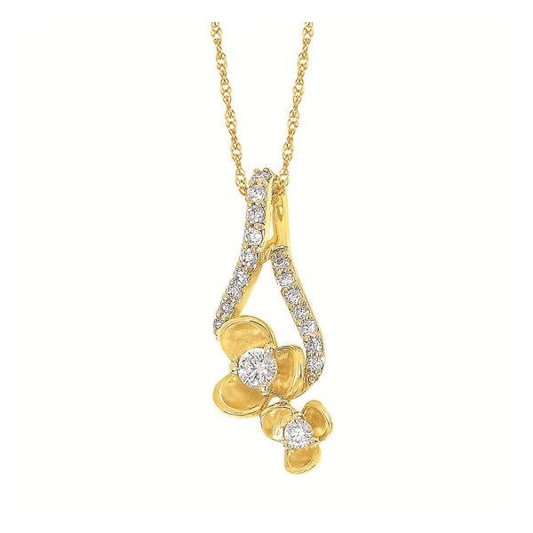 14K Yellow Gold Diamond and Floral Necklace Duke's Jewelers Springville, UT