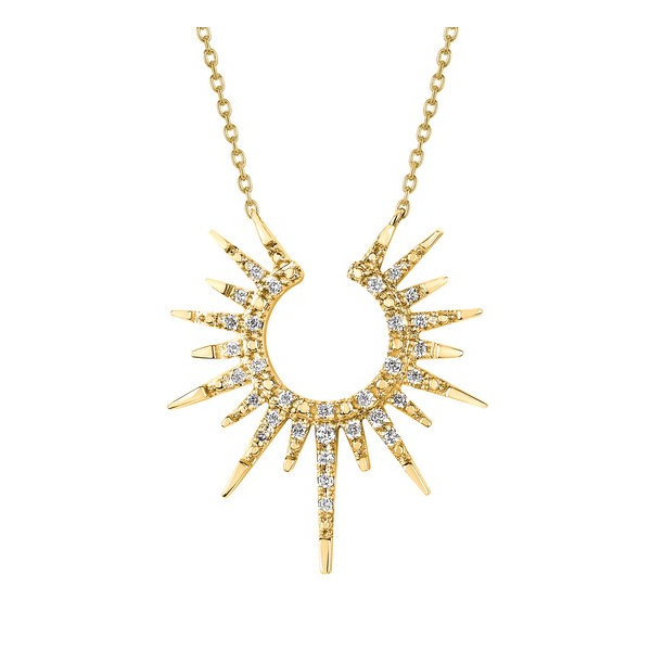 14K Yellow Gold and Diamond Sunburst Necklace Duke's Jewelers Springville, UT