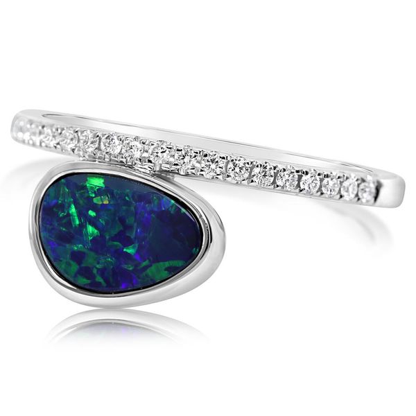 White Gold Opal Doublet and Diamond Ring Duke's Jewelers Springville, UT