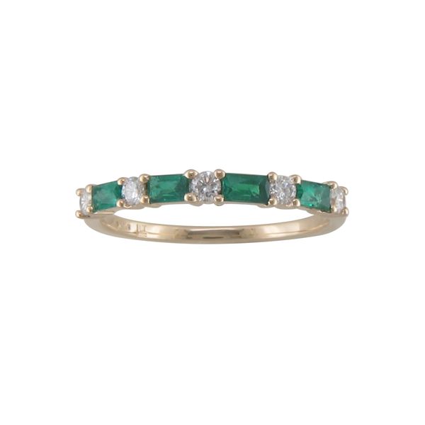 Side Set Emerald and Diamond Stackable Band Duke's Jewelers Springville, UT