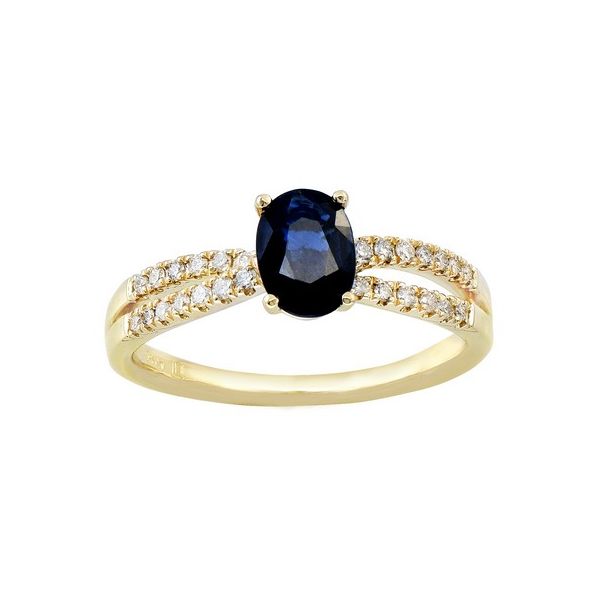 Sapphire and Diamond Split Shank Ring Duke's Jewelers Springville, UT