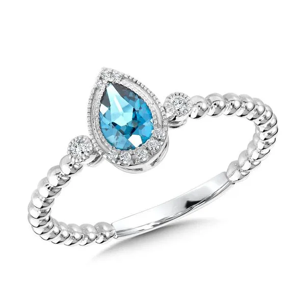 Pear Swiss Blue Topaz and Diamond Ring Duke's Jewelers Springville, UT