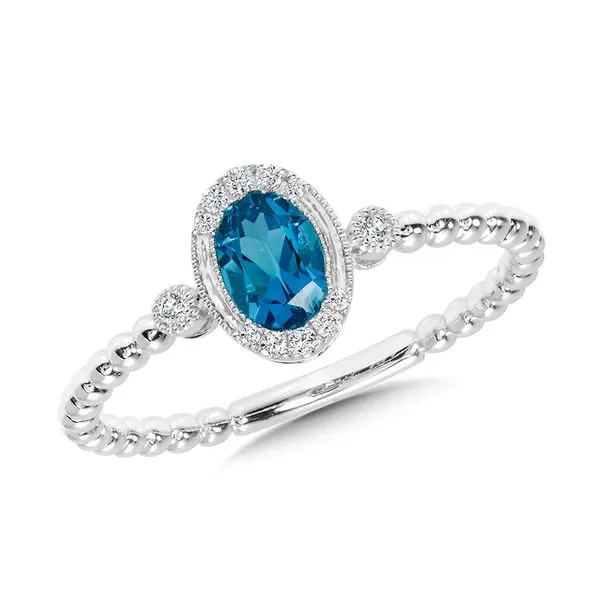 London Blue Topaz and Diamond Beaded Ring Duke's Jewelers Springville, UT