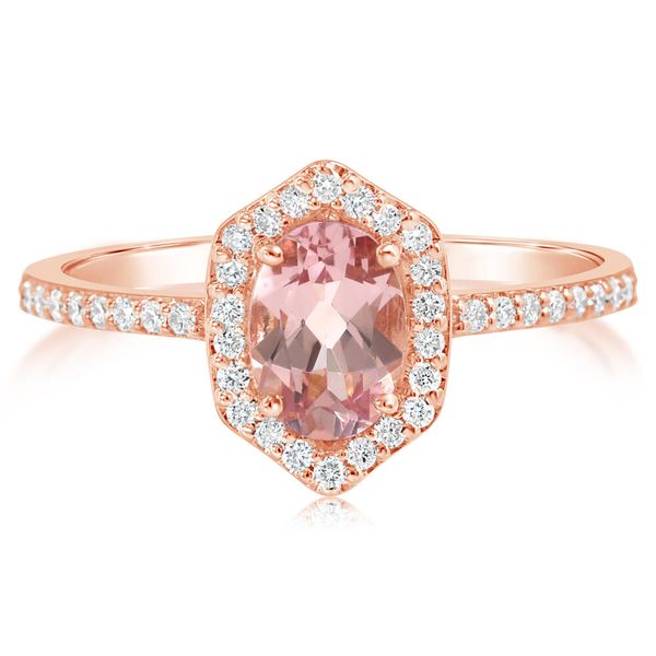 14K Rose Gold Lotus Garnet and Diamond Geometric Halo Ring Duke's Jewelers Springville, UT