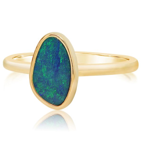 14K Gold Australian Opal Doublet Bezel Ring Duke's Jewelers Springville, UT