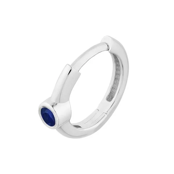 14K White Gold Sapphire Huggie Hoops Image 4 Duke's Jewelers Springville, UT