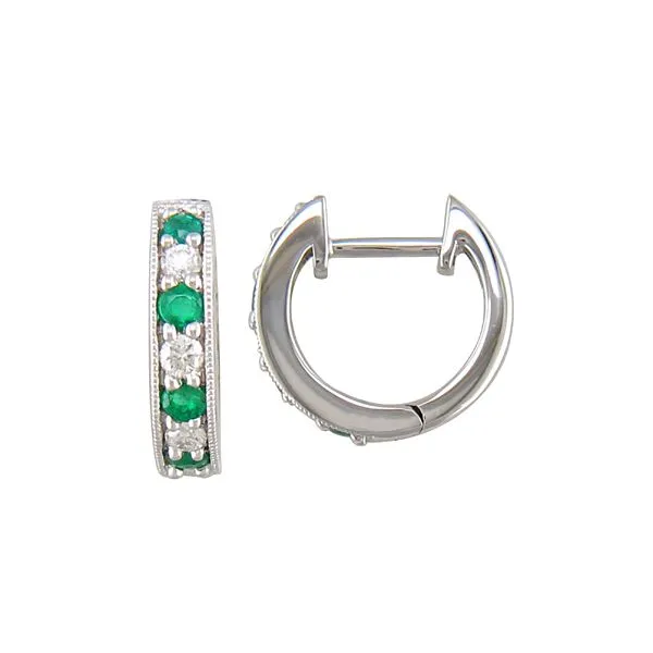 Milgraine Emerald and Diamond Hoops Duke's Jewelers Springville, UT