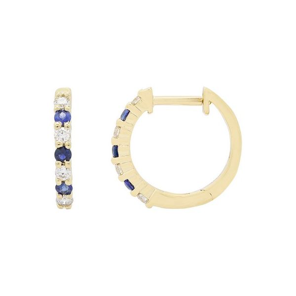Alternating Sapphire and Diamond Small Hoops Duke's Jewelers Springville, UT