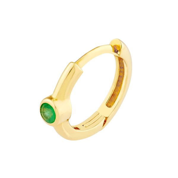 14K Yellow Gold Emerald Huggie Hoops Image 4 Duke's Jewelers Springville, UT
