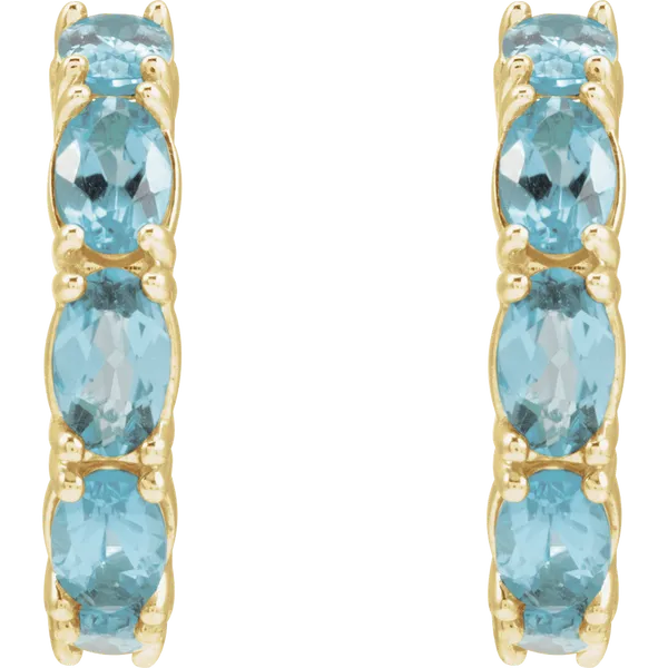 14 Karat Oval Natural Aquamarine Earrings Image 2 Duke's Jewelers Springville, UT