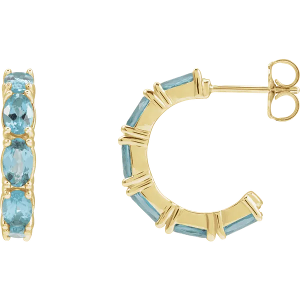 14 Karat Oval Natural Aquamarine Earrings Duke's Jewelers Springville, UT